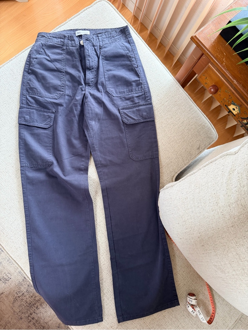 Zara Wide Leg Cargo Pants in Navy